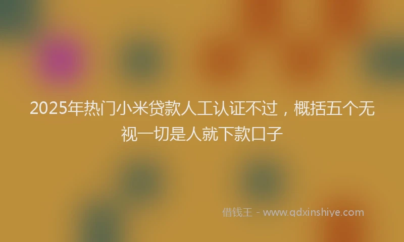 2025年热门小米贷款人工认证不过，概括五个无视一切是人就下款口子