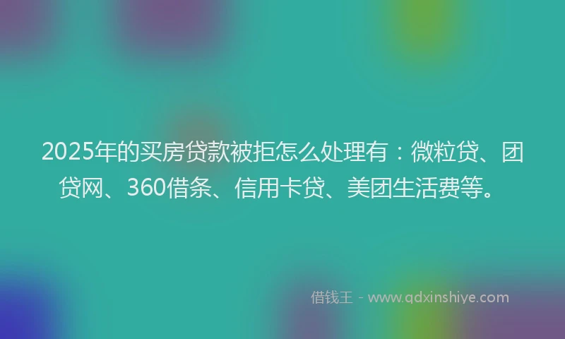 2025年的买房贷款被拒怎么处理有：微粒贷、团贷网、360借条、信用卡贷、美团生活费等。