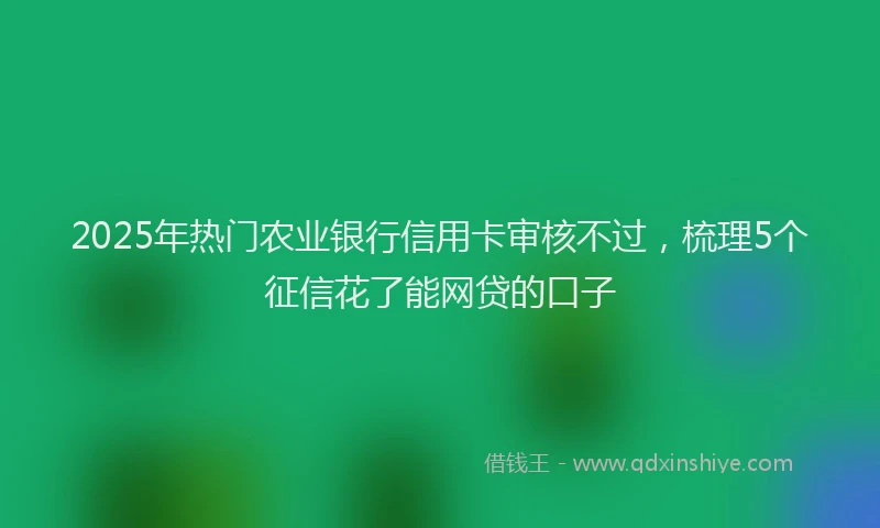 2025年热门农业银行信用卡审核不过，梳理5个征信花了能网贷的口子