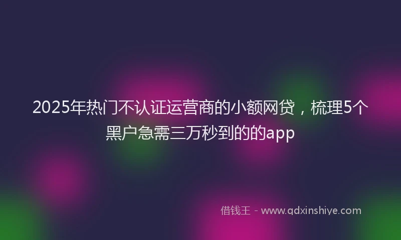 2025年热门不认证运营商的小额网贷，梳理5个黑户急需三万秒到的的app