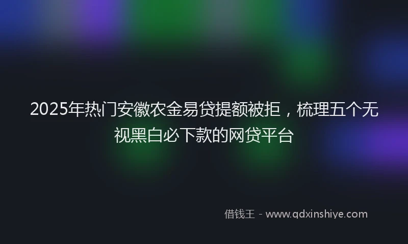 2025年热门安徽农金易贷提额被拒，梳理五个无视黑白必下款的网贷平台