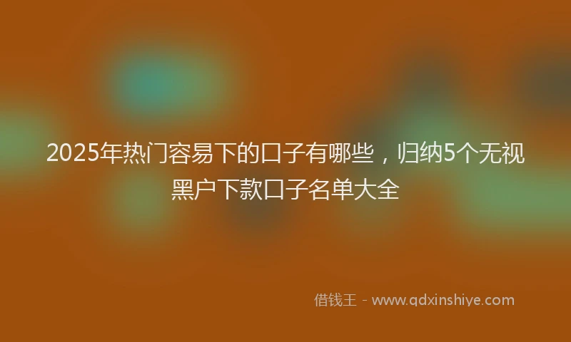2025年热门容易下的口子有哪些,归纳5个无视黑户下款口子名单大全