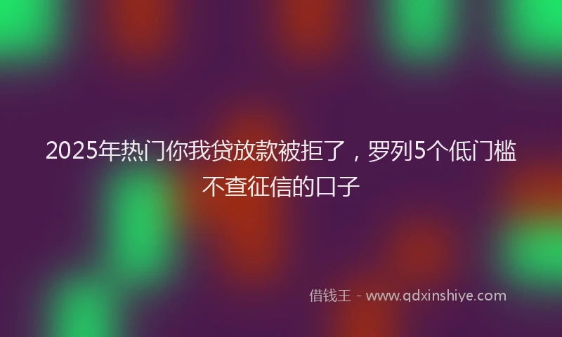 2025年热门你我贷放款被拒了，罗列5个低门槛不查征信的口子