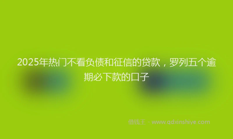 2025年热门不看负债和征信的贷款，罗列五个逾期必下款的口子