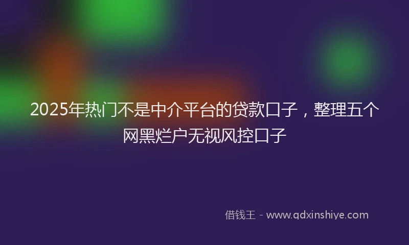 2025年热门不是中介平台的贷款口子，整理五个网黑烂户无视风控口子