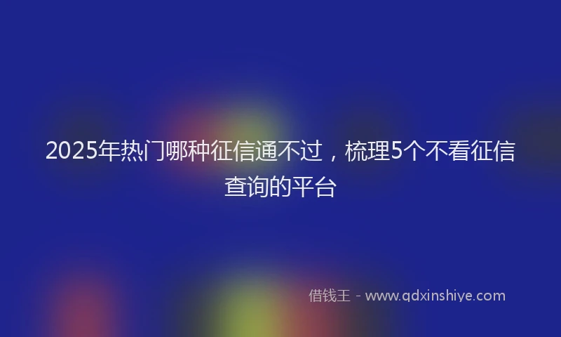 2025年热门哪种征信通不过，梳理5个不看征信查询的平台