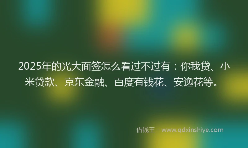 2025年的光大面签怎么看过不过有：你我贷、小米贷款、京东金融、百度有钱花、安逸花等。