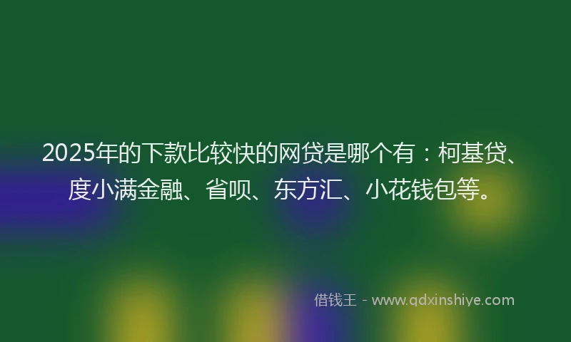 2025年的下款比较快的网贷是哪个有：柯基贷、度小满金融、省呗、东方汇、小花钱包等。