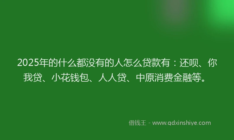 2025年的什么都没有的人怎么贷款有：还呗、你我贷、小花钱包、人人贷、中原消费金融等。