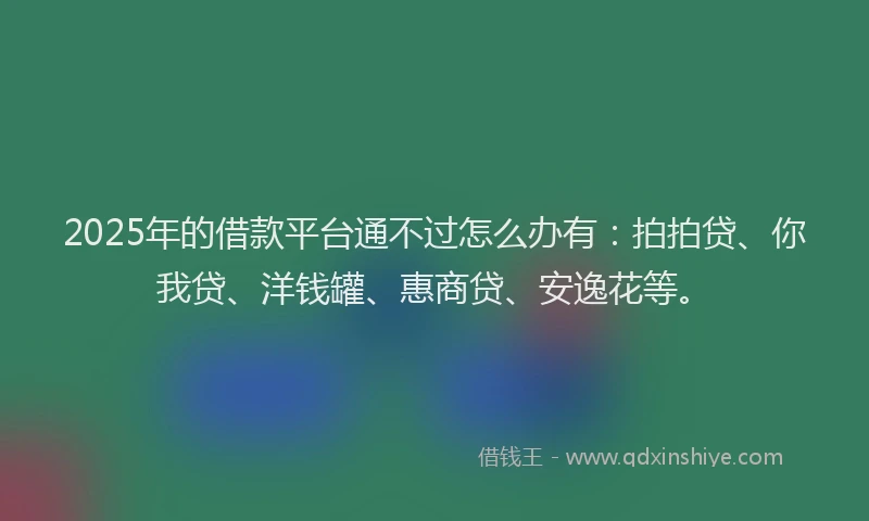 2025年的借款平台通不过怎么办有：拍拍贷、你我贷、洋钱罐、惠商贷、安逸花等。