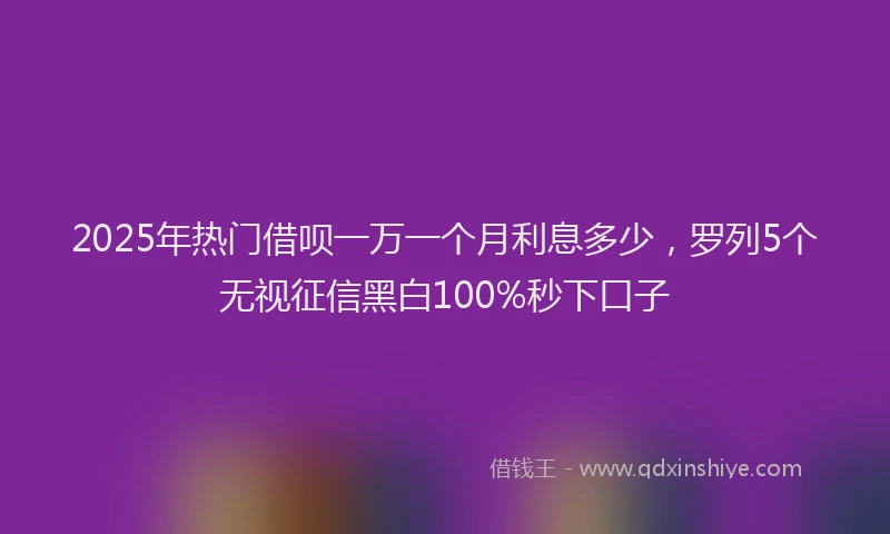 2025年热门借呗一万一个月利息多少，罗列5个无视征信黑白100%秒下口子