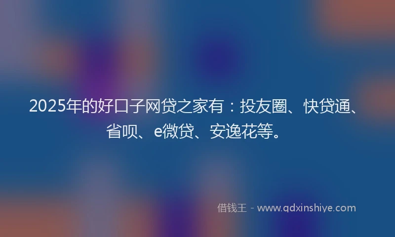 2025年的好口子网贷之家有：投友圈、快贷通、省呗、e微贷、安逸花等。