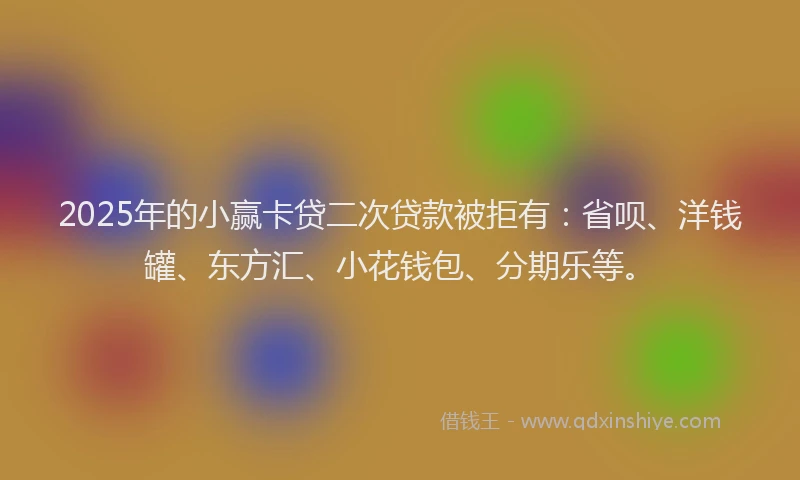 2025年的小赢卡贷二次贷款被拒有：省呗、洋钱罐、东方汇、小花钱包、分期乐等。
