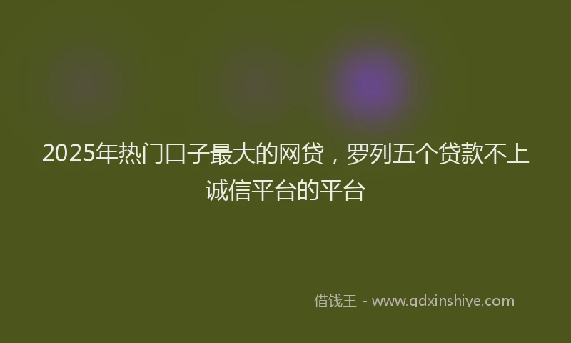 2025年热门口子最大的网贷，罗列五个贷款不上诚信平台的平台