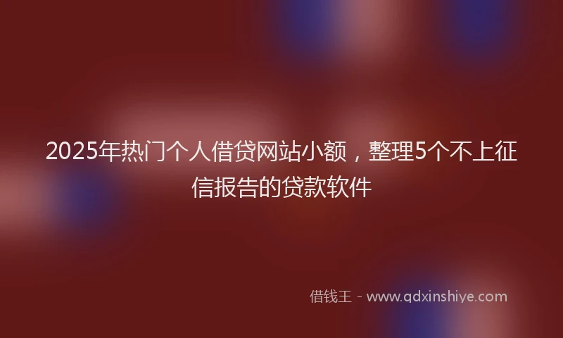 2025年热门个人借贷网站小额，整理5个不上征信报告的贷款软件