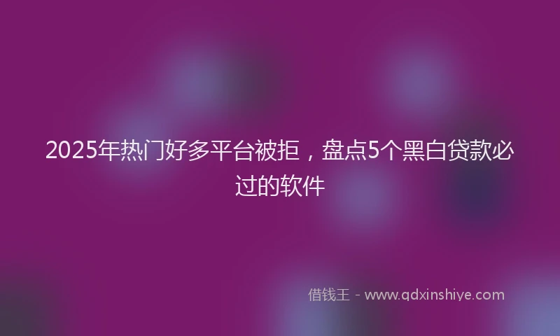 2025年热门好多平台被拒，盘点5个黑白贷款必过的软件