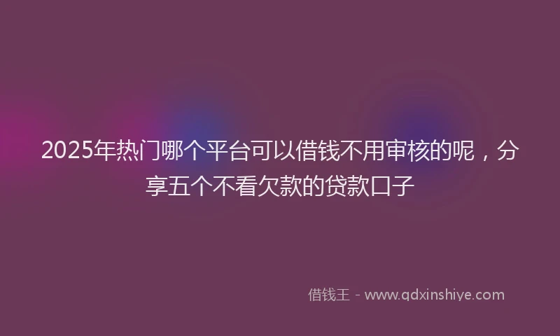 2025年热门哪个平台可以借钱不用审核的呢，分享五个不看欠款的贷款口子