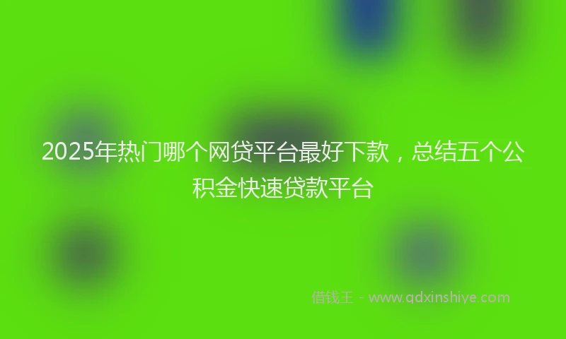2025年热门哪个网贷平台最好下款，总结五个公积金快速贷款平台