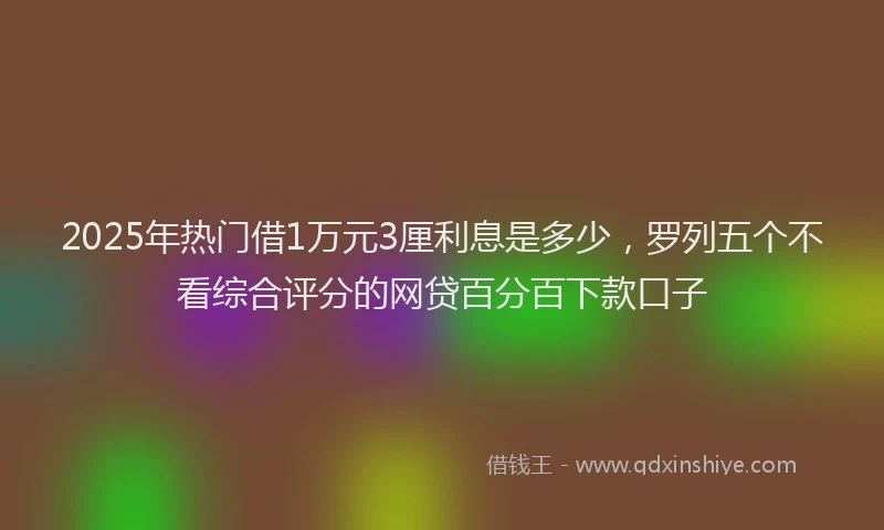 2025年热门借1万元3厘利息是多少，罗列五个不看综合评分的网贷百分百下款口子
