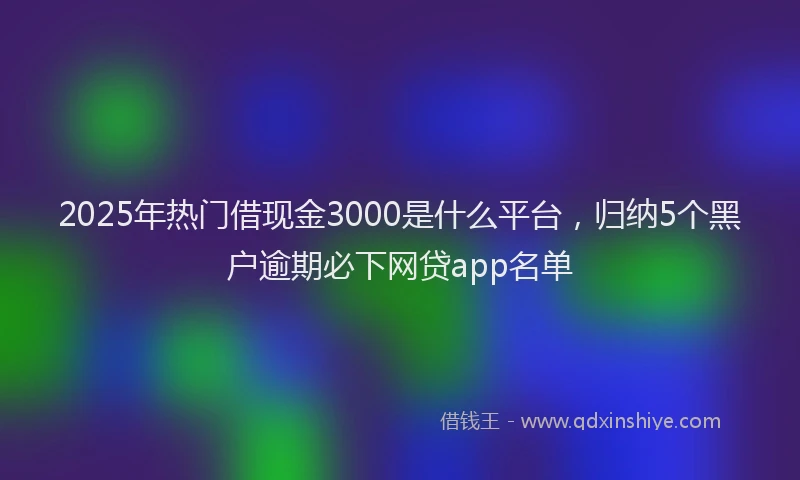 2025年热门借现金3000是什么平台，归纳5个黑户逾期必下网贷app名单