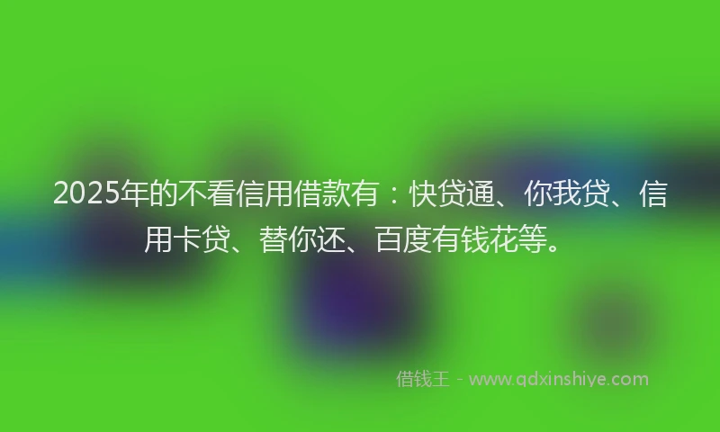 2025年的不看信用借款有：快贷通、你我贷、信用卡贷、替你还、百度有钱花等。