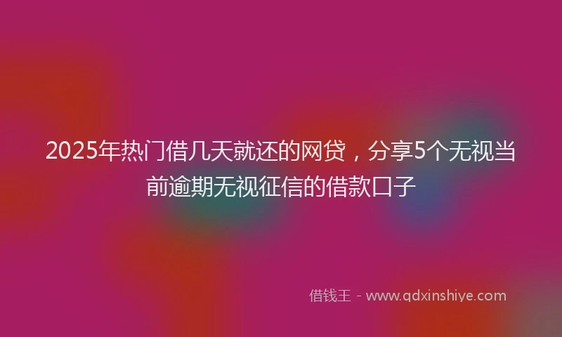 2025年热门借几天就还的网贷，分享5个无视当前逾期无视征信的借款口子