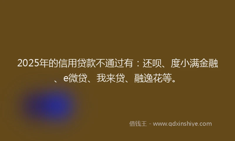 2025年的信用贷款不通过有：还呗、度小满金融、e微贷、我来贷、融逸花等。