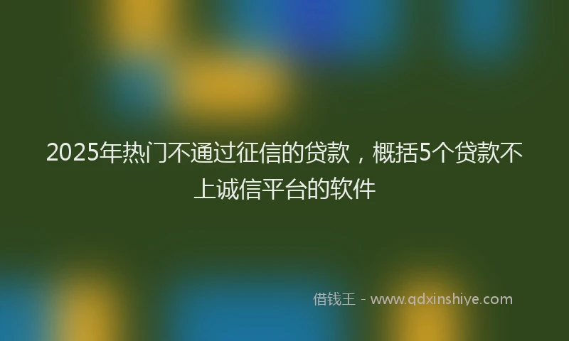 2025年热门不通过征信的贷款，概括5个贷款不上诚信平台的软件