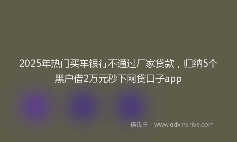 2025年热门买车银行不通过厂家贷款，归纳5个黑户借2万元秒下网贷口子app