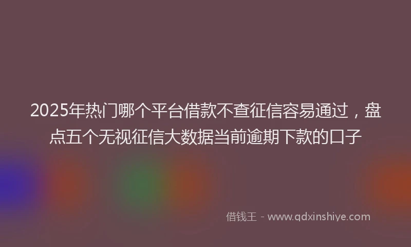 2025年热门哪个平台借款不查征信容易通过，盘点五个无视征信大数据当前逾期下款的口子