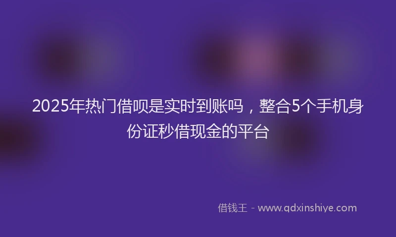 2025年热门借呗是实时到账吗，整合5个手机身份证秒借现金的平台