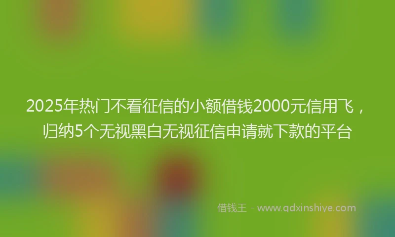 2025年热门不看征信的小额借钱2000元信用飞，归纳5个无视黑白无视征信申请就下款的平台