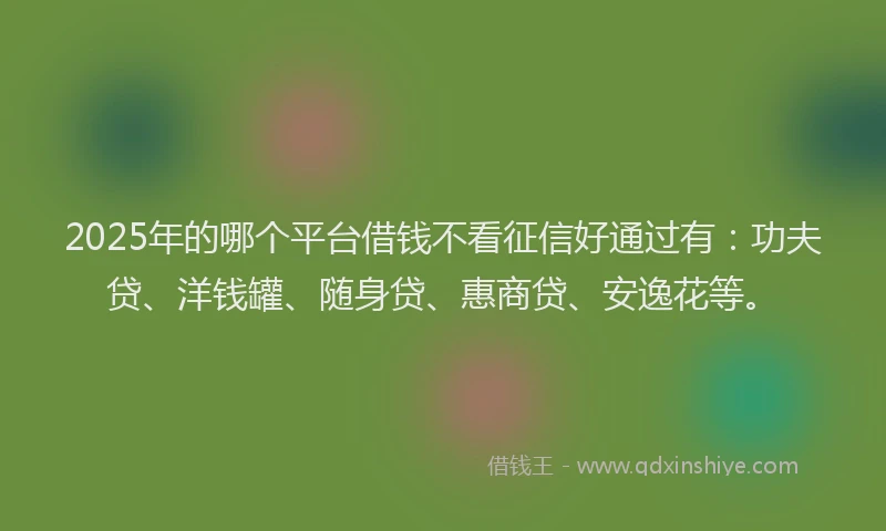 2025年的哪个平台借钱不看征信好通过有：功夫贷、洋钱罐、随身贷、惠商贷、安逸花等。