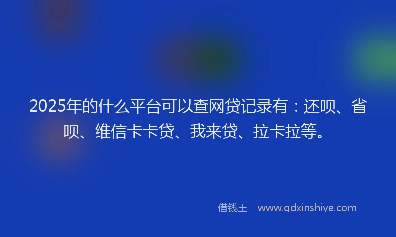 2025年的什么平台可以查网贷记录有：还呗、省呗、维信卡卡贷、我来贷、拉卡拉等。