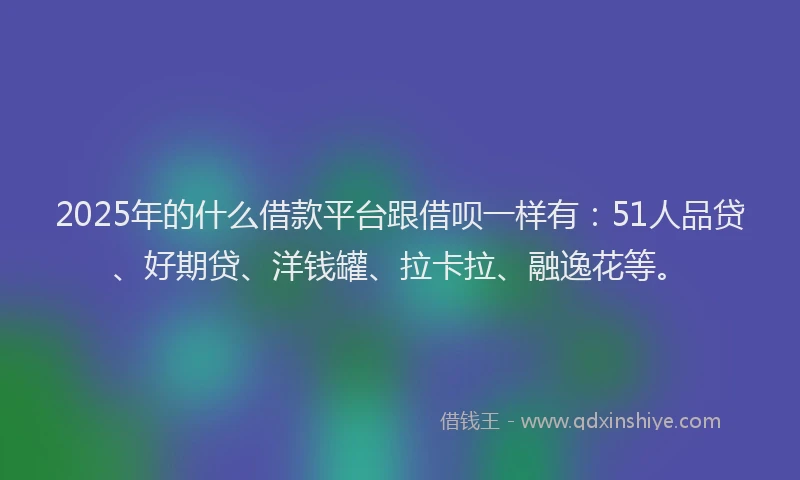 2025年的什么借款平台跟借呗一样有：51人品贷、好期贷、洋钱罐、拉卡拉、融逸花等。