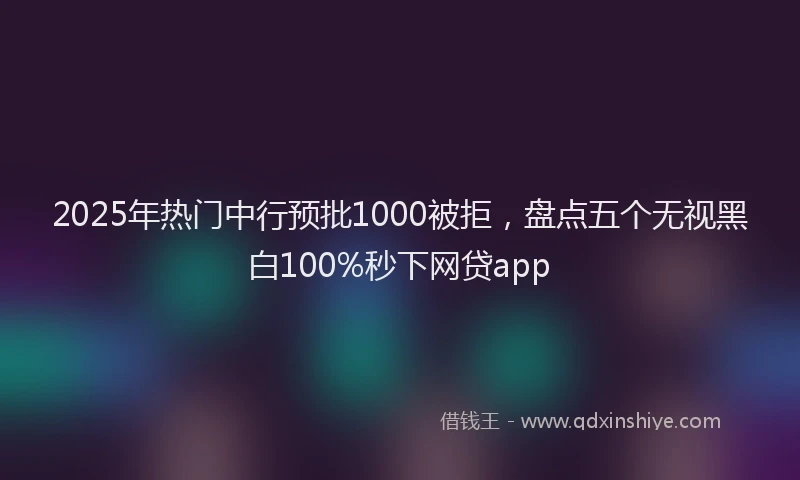 2025年热门中行预批1000被拒，盘点五个无视黑白100%秒下网贷app