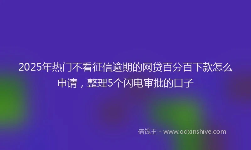 2025年热门不看征信逾期的网贷百分百下款怎么申请，整理5个闪电审批的口子