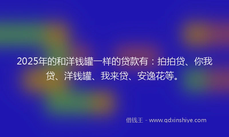 2025年的和洋钱罐一样的贷款有：拍拍贷、你我贷、洋钱罐、我来贷、安逸花等。