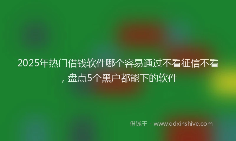2025年热门借钱软件哪个容易通过不看征信不看，盘点5个黑户都能下的软件