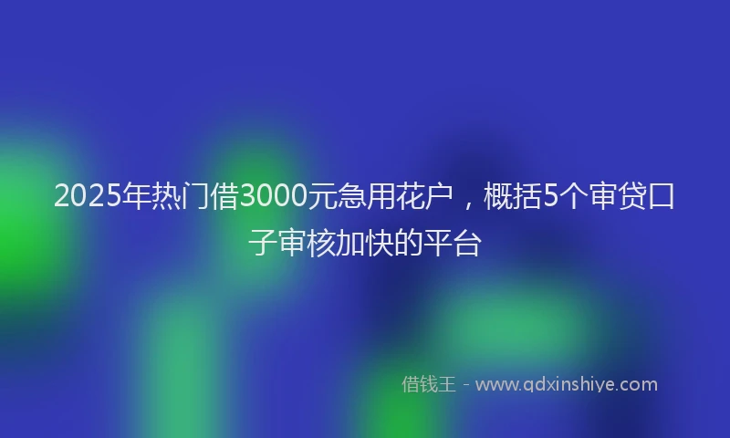 2025年热门借3000元急用花户，概括5个审贷口子审核加快的平台