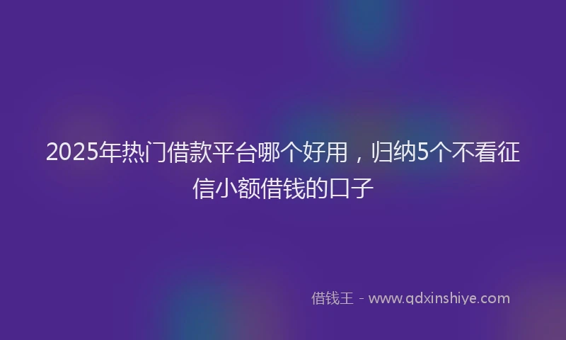 2025年热门借款平台哪个好用，归纳5个不看征信小额借钱的口子