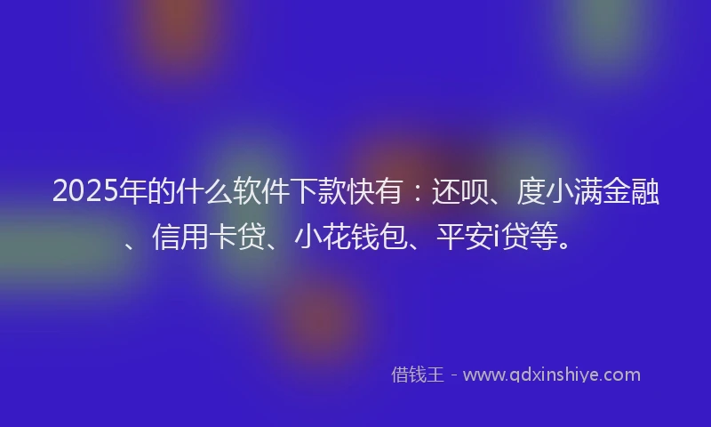 2025年的什么软件下款快有：还呗、度小满金融、信用卡贷、小花钱包、平安i贷等。
