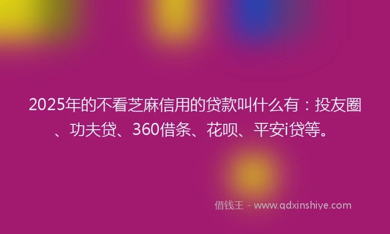 2025年的不看芝麻信用的贷款叫什么有：投友圈、功夫贷、360借条、花呗、平安i贷等。