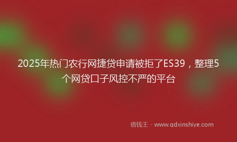 2025年热门农行网捷贷申请被拒了ES39，整理5个网贷口子风控不严的平台