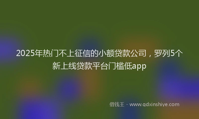 2025年热门不上征信的小额贷款公司，罗列5个新上线贷款平台门槛低app