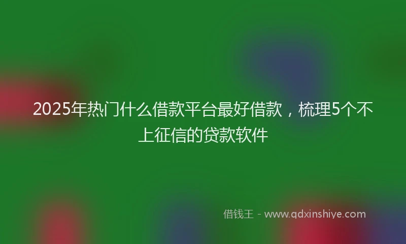 2025年热门什么借款平台最好借款，梳理5个不上征信的贷款软件