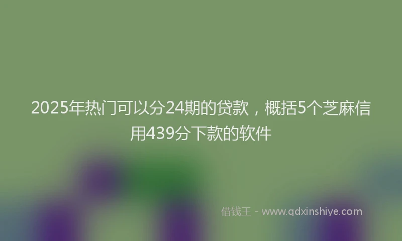 2025年热门可以分24期的贷款，概括5个芝麻信用439分下款的软件