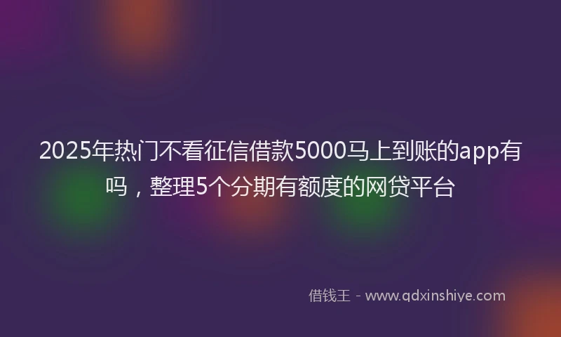 2025年热门不看征信借款5000马上到账的app有吗，整理5个分期有额度的网贷平台