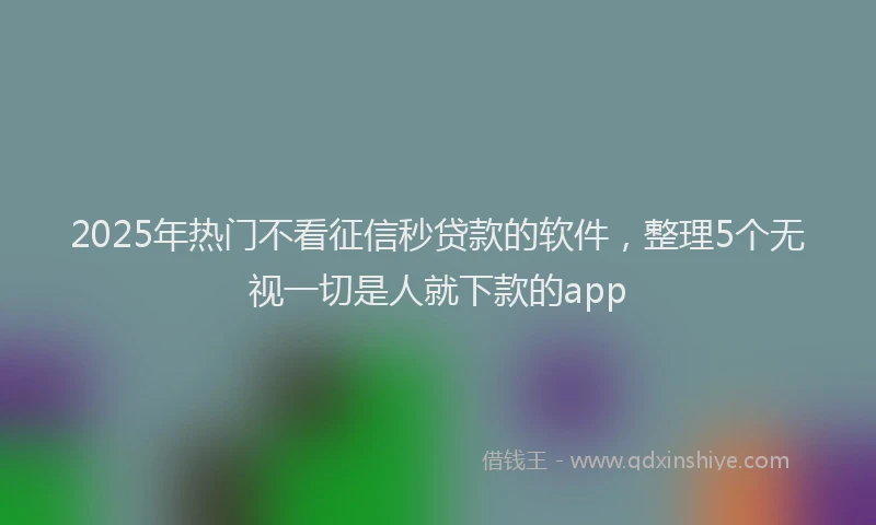 2025年热门不看征信秒贷款的软件，整理5个无视一切是人就下款的app