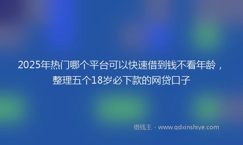 2025年热门哪个平台可以快速借到钱不看年龄，整理五个18岁必下款的网贷口子